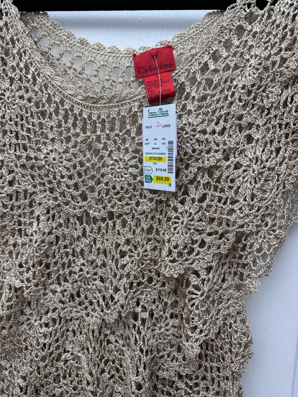 Cristina Open Knit Crochet Top in Gold